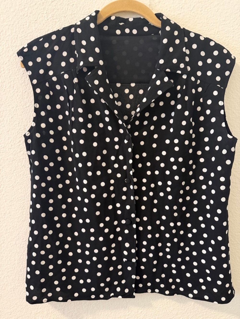 Dolce & Gabbana Black and White Polka Dot Sleeveless Blouse 44 size
